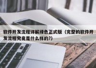 软件开发流程详解绿色正式版（完整的软件开发流程究竟是什么样的?）